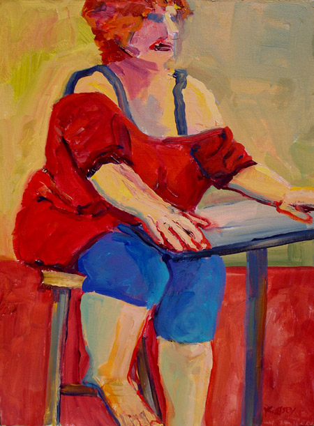 Woman Red Stool