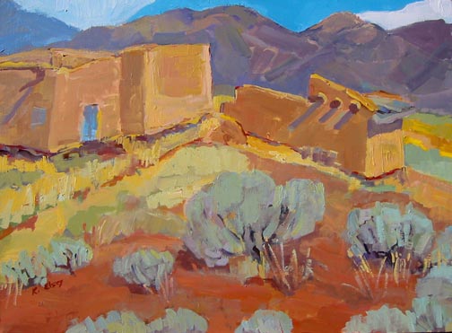 Kathleen Elsey Painting Workshop New Mexico Painting Morada with Taos Morada