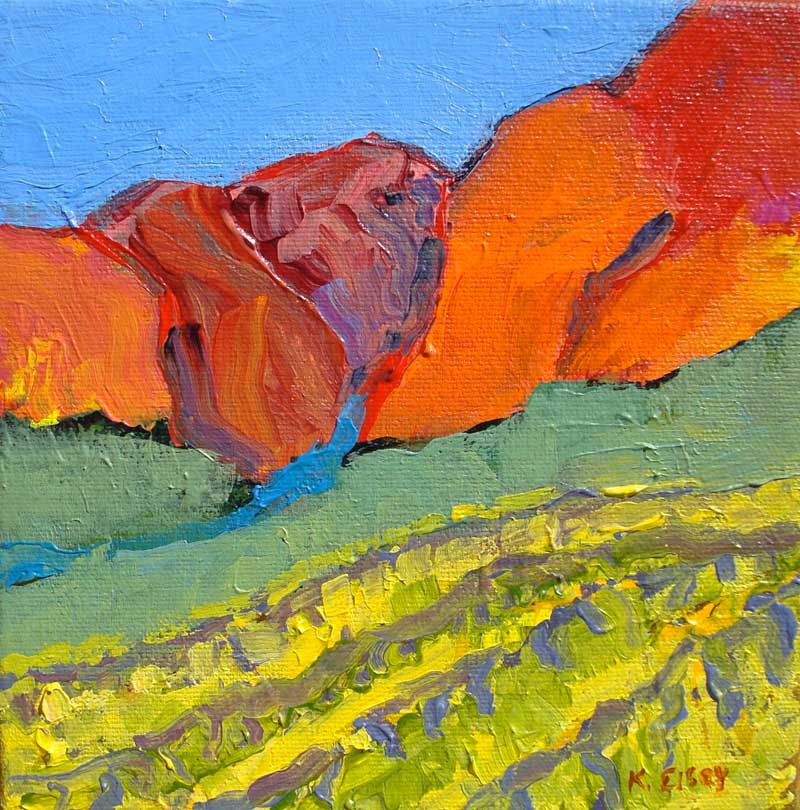 Vineyard with Red Mountains