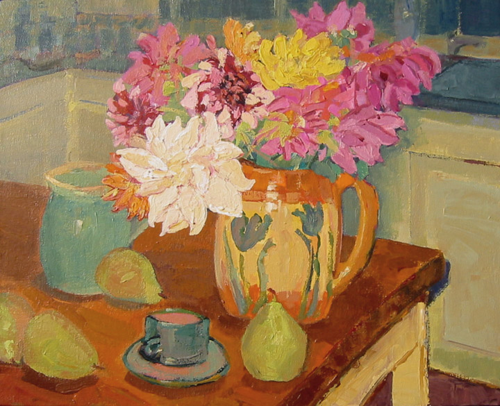 Kathleen Elsey Floral Painting Kitchen Dahlias