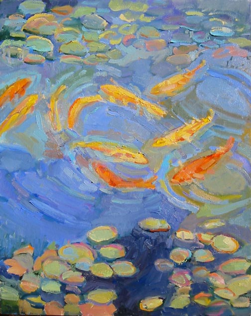 Kathleen Elsey painting workshop Santa Barbara workshop Koi Pond