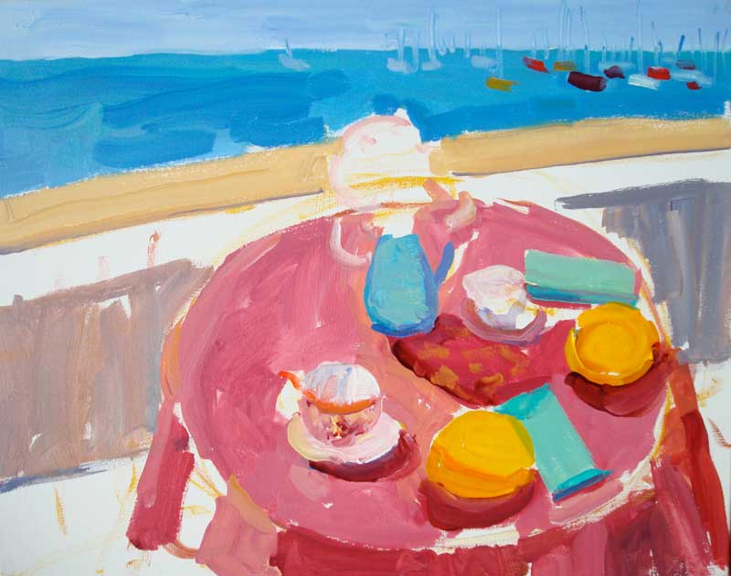 Kathleen Elsey Painting Workshop Santa Barbara beach California paintings Beach Cake beginning